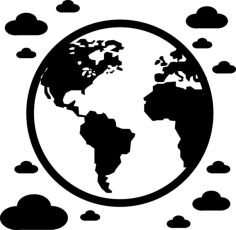 Earth Symbol With Clouds Around Sketch Style Svg Vector, Free Vectors File